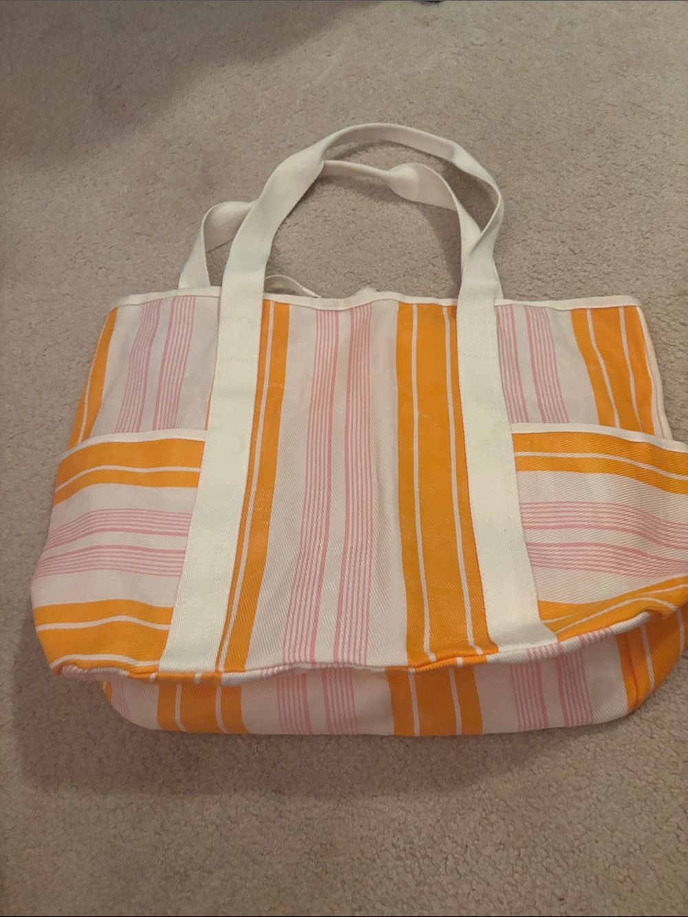 LAND'S END | Tangerine and pink mesh beach tote with detachable wristlet